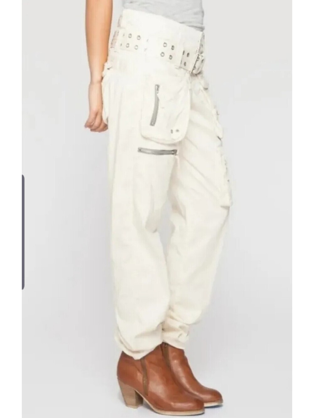 Johnny Was White Cargo Linen Pants - Picture 13 of 16